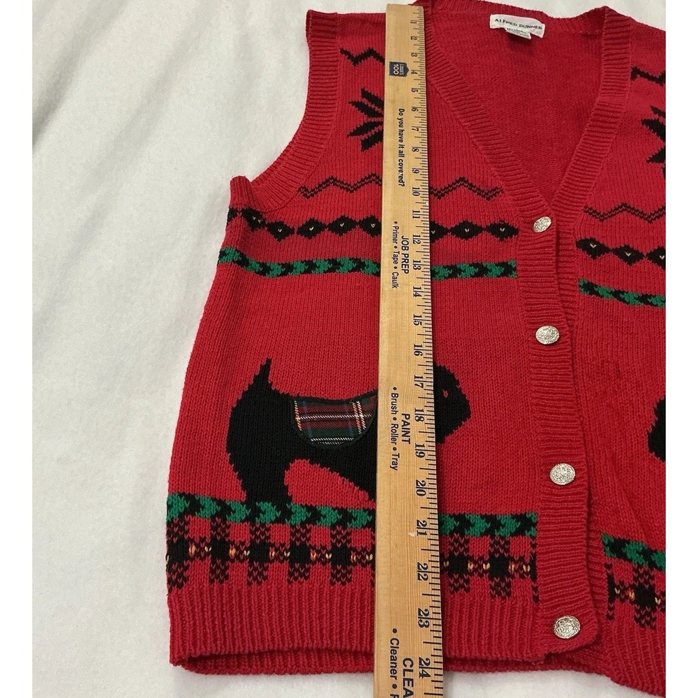 Alfred Dunner Scottie Dogs Red Knit Vest Sz. Small Vintage90s Cottagecore Preppy - Picture 10 of 13